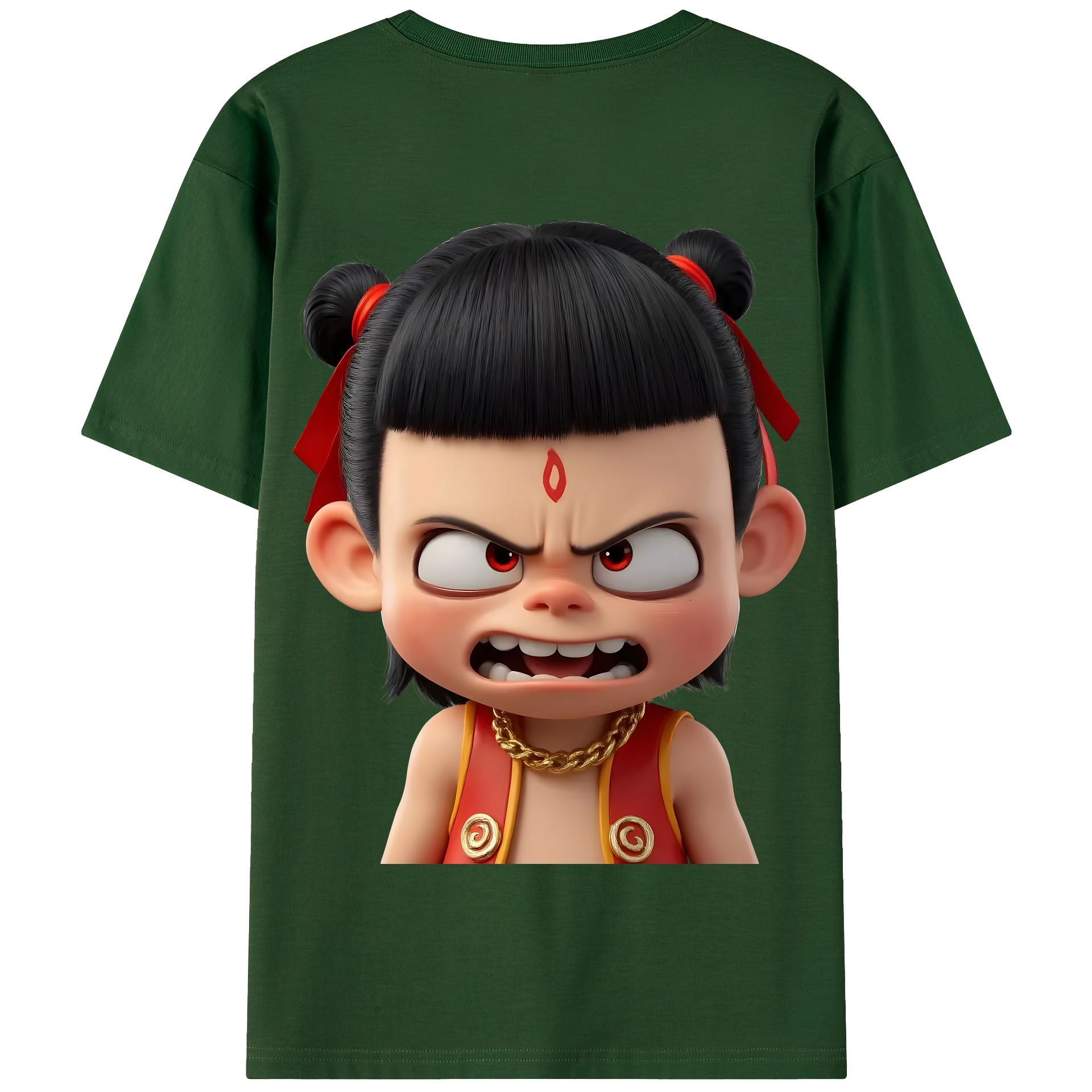 （画像用） Ne Zha 2 ナタ 魔童の大暴れ 綿100％半袖Tシャツ（背面プリント）